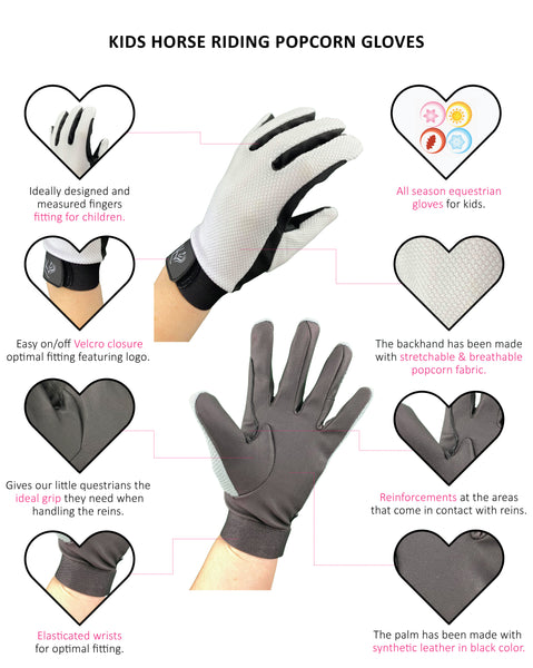 Kids Popcorn Horse Riding Gloves - Features