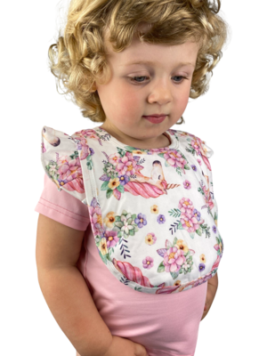 Floral unicorn head frilled baby bib