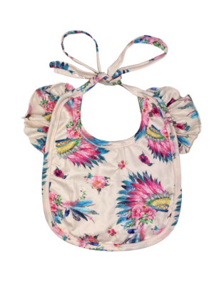 Native headdress frilled baby bib