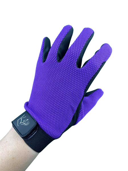 Kids Popcorn Horse Riding Gloves - Purple