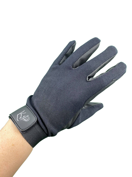 Kids Popcorn Horse Riding Gloves - Black