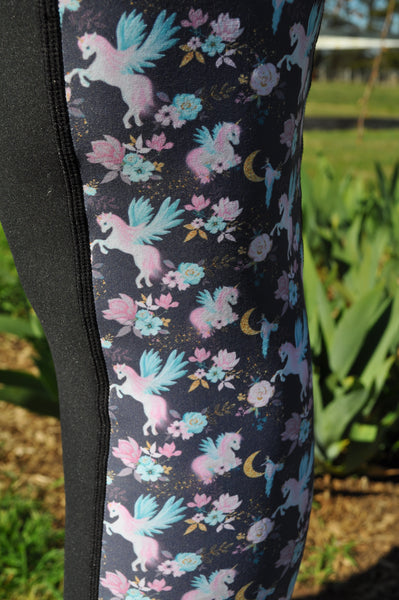 Unicorn Riding Tights Close up of pattern