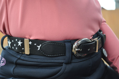 Reversible Adult Belt. Black with Silver Stars