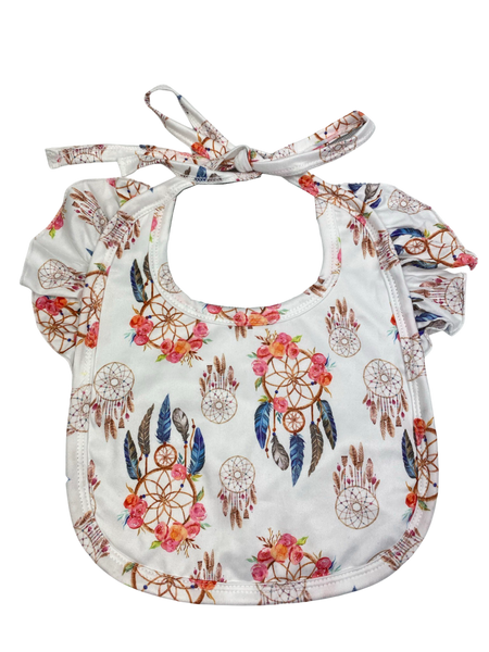 Dream catcher frilled baby bib