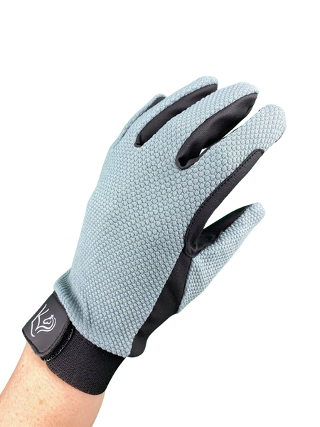 Kids Popcorn Horse Riding Gloves - Grey