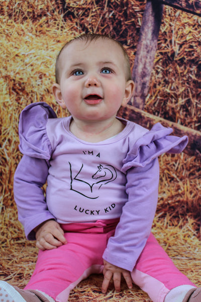 Lucky Kids Frilled Baby Romper - Purple