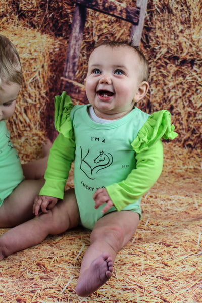 Lucky Kids Frilled Baby Romper - Green