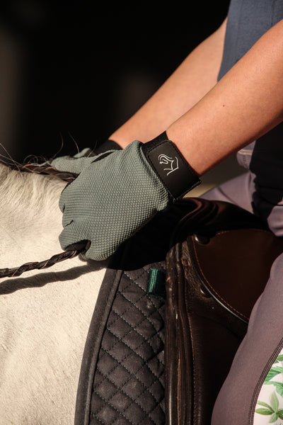 Kids Popcorn Horse Riding Gloves - Grey