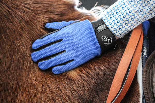 Kids Popcorn Horse Riding Gloves - Blue