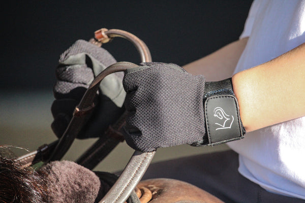 Kids Popcorn Horse Riding Gloves - Black