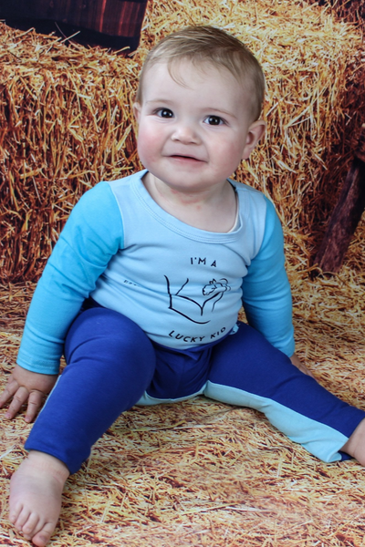 Lucky Kids Long Sleeve Baby Romper - Blue
