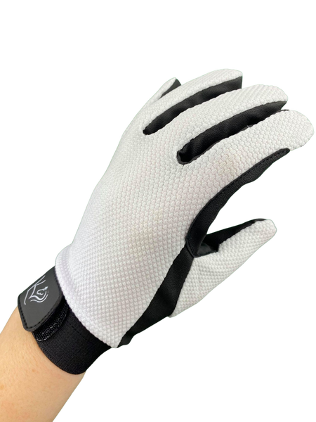 Kids Popcorn Horse Riding Gloves - White