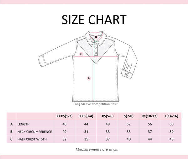 White Competition Shirt Size Chart