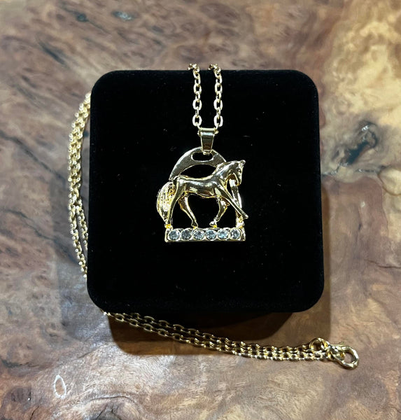 Gold zinc alloy Horse & Stirrup Necklace