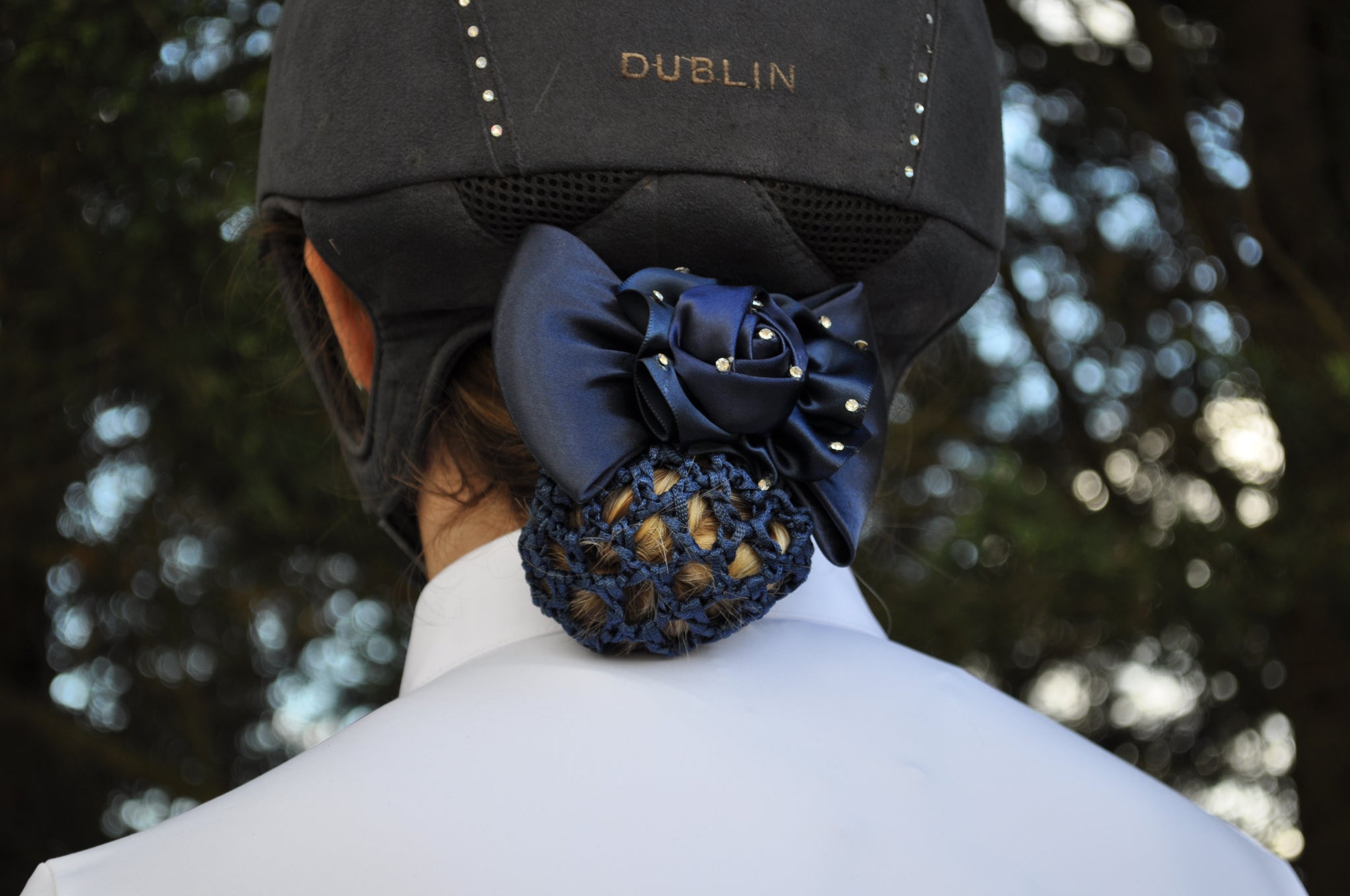 Peony Bow Hair Net - Navy Blue