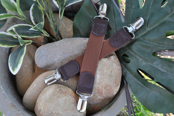 Kids Brown Leather Jodhpur Clips - 2 pack