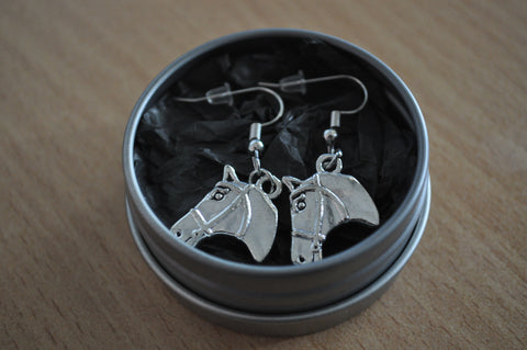 Silver zinc alloy Horse Head Earrings