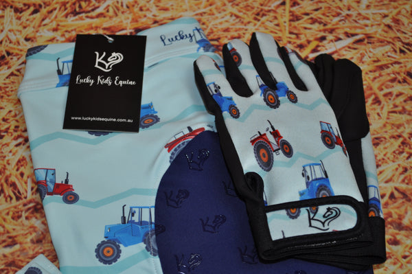 Tractor Horse Riding Gloves Paired with Matching Tractor Jotties