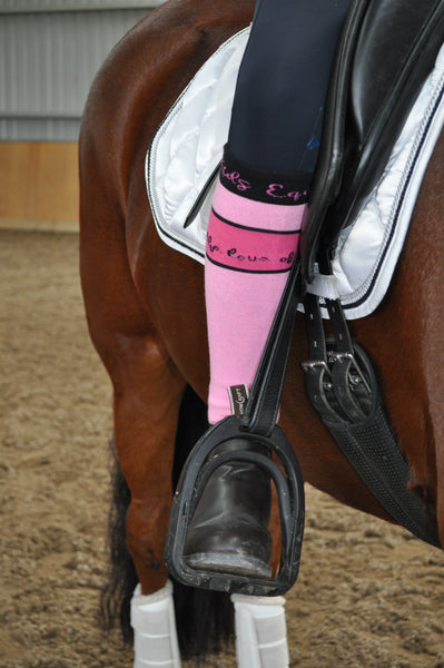 Pink Cotton Knee High Socks with "For The Love of Riding" Text