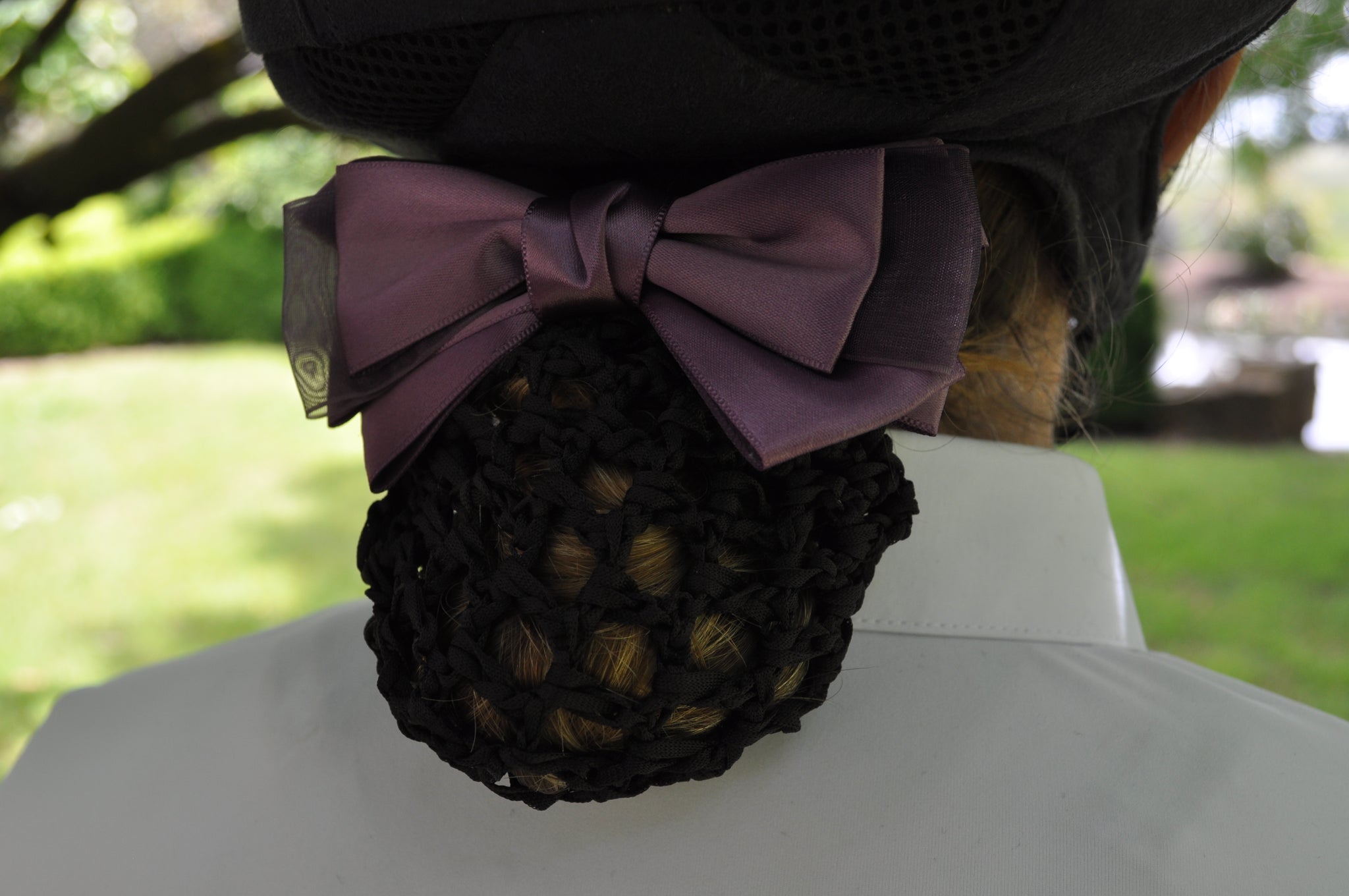 Sheer Bow Hair Net - Purple