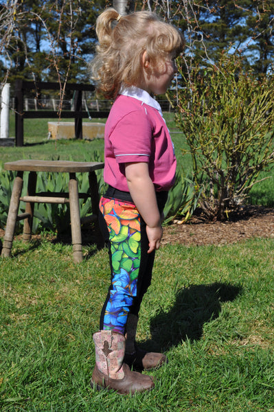 Rainbow Butterfly Riding Tights Side View
