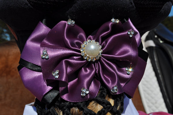 Shining Rose Bow Hair Net - Purple
