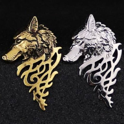 Gold or Silver Wolf Brooch