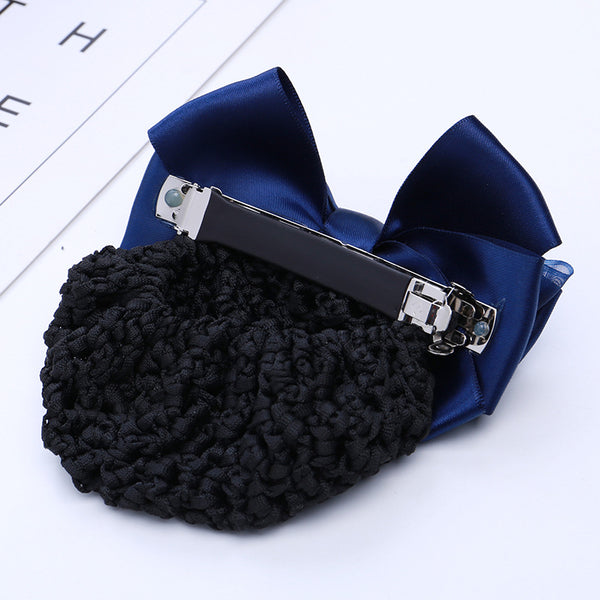 Sheer Bow Hair Net - Navy