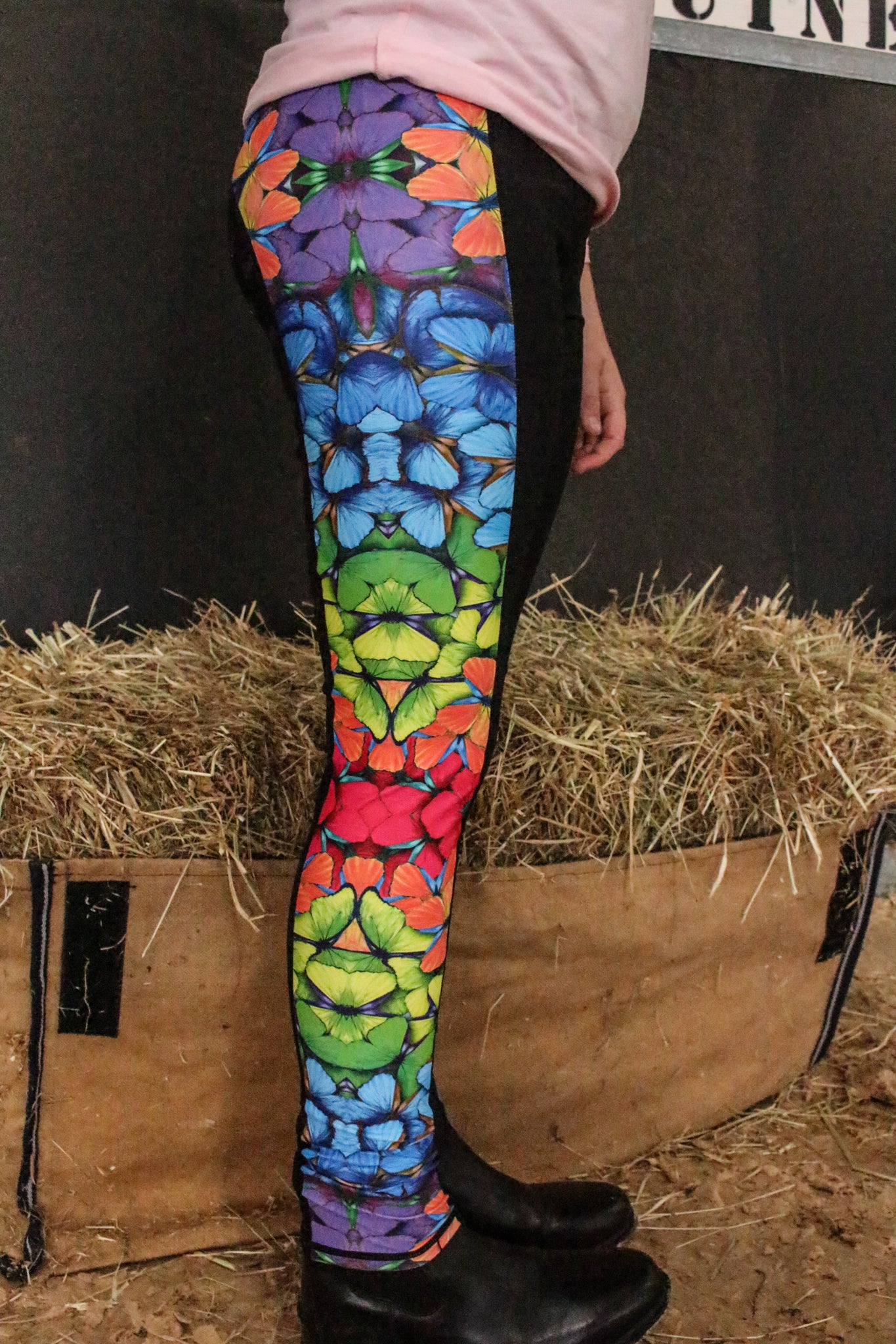 Rainbow Butterfly Riding Tights