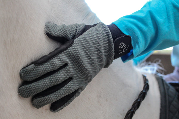 Kids Popcorn Horse Riding Gloves - Grey