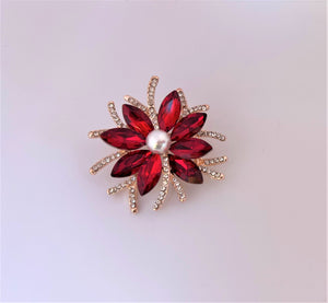 Red Floral Brooch - swirled