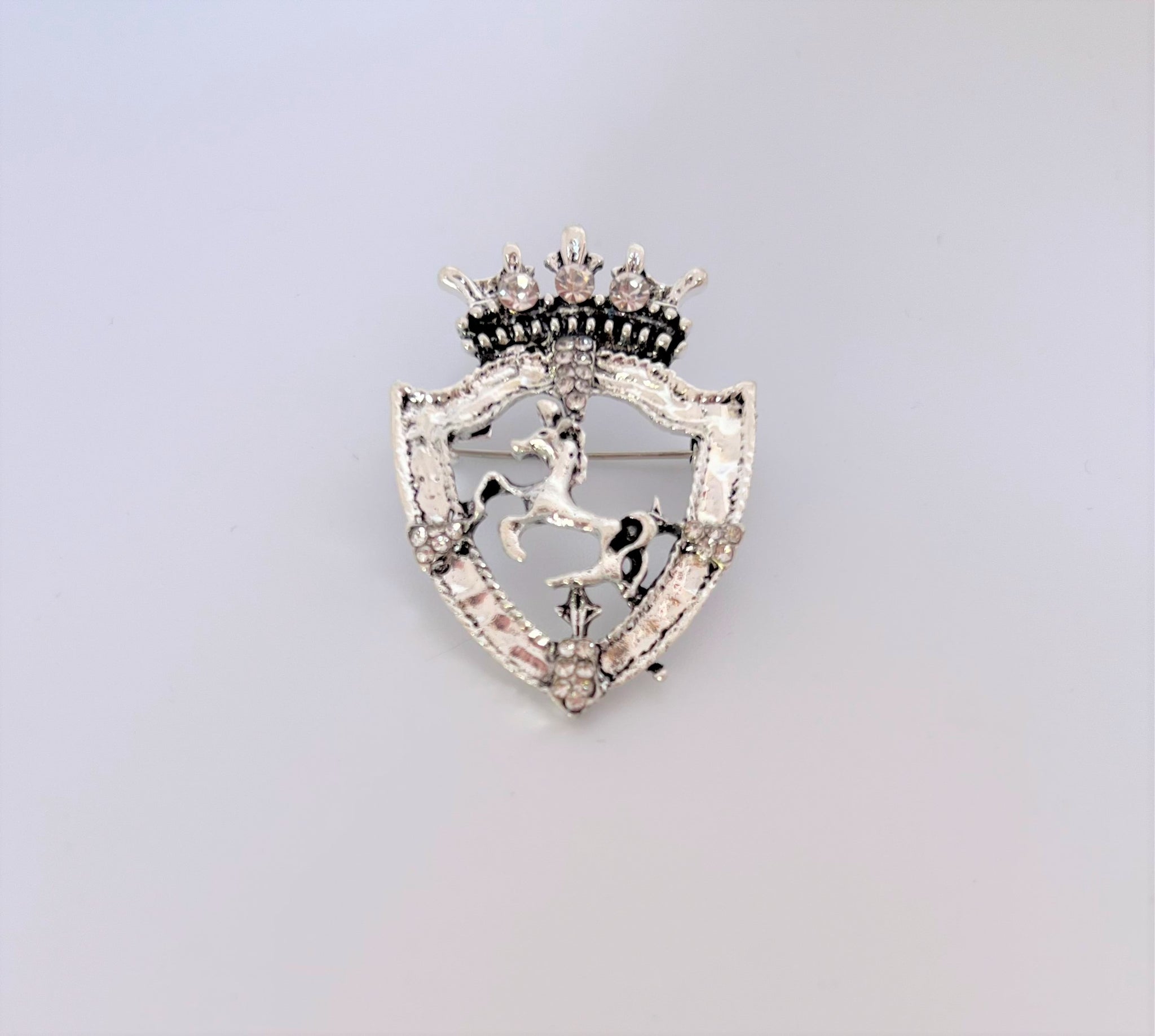 Silver Alloy Crown Horse Show Brooch