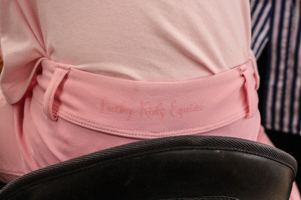 Close up of Diamond Pink Jotties waistband detail