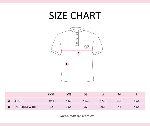 White Everyday Riding Shirt Size Chart