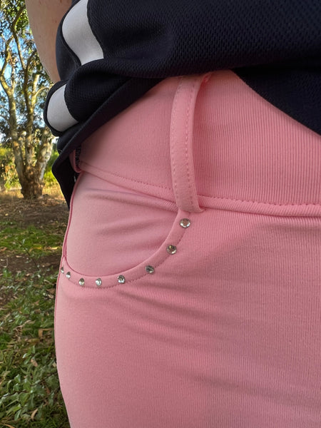 Close up of Diamond Pink Jotties pocket detail